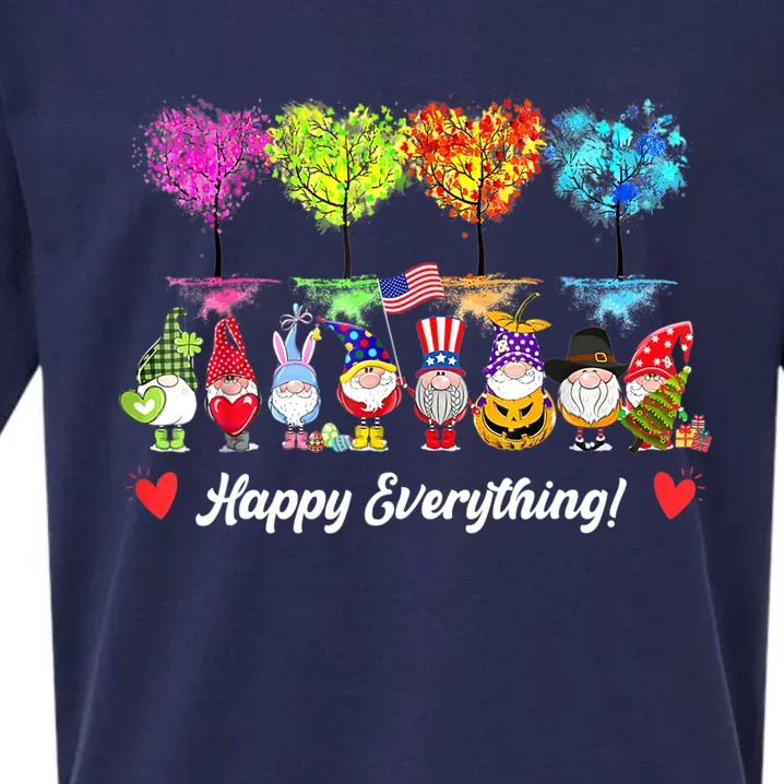 Happy Everything Gnomes Every Seasons All Year Tree Sueded Cloud Jersey T-Shirt