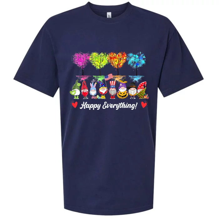 Happy Everything Gnomes Every Seasons All Year Tree Sueded Cloud Jersey T-Shirt