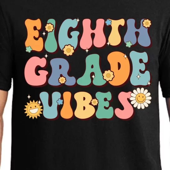 Hippie Eighth Grade Vibes Retro Groovy First Day Of School Gift Pajama Set