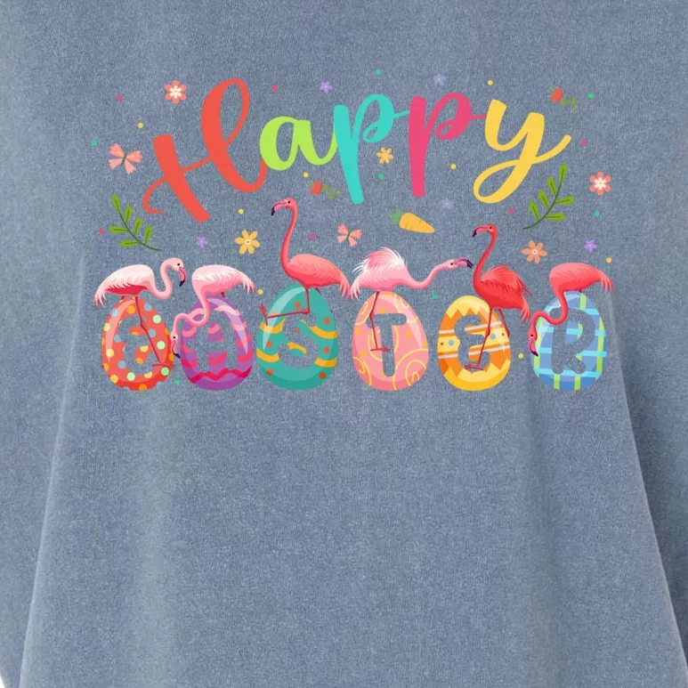 Happy Easter Group Cute Flamingos Hunting Chocolate Eggs Gift Garment-Dyed Women's Muscle Tee