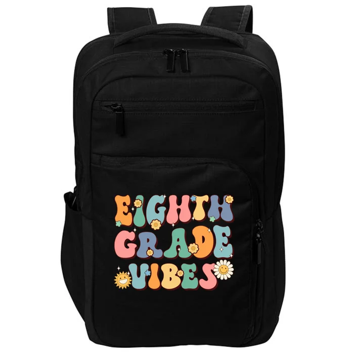 Hippie Eighth Grade Vibes Retro Groovy First Day Of School Gift Impact Tech Backpack