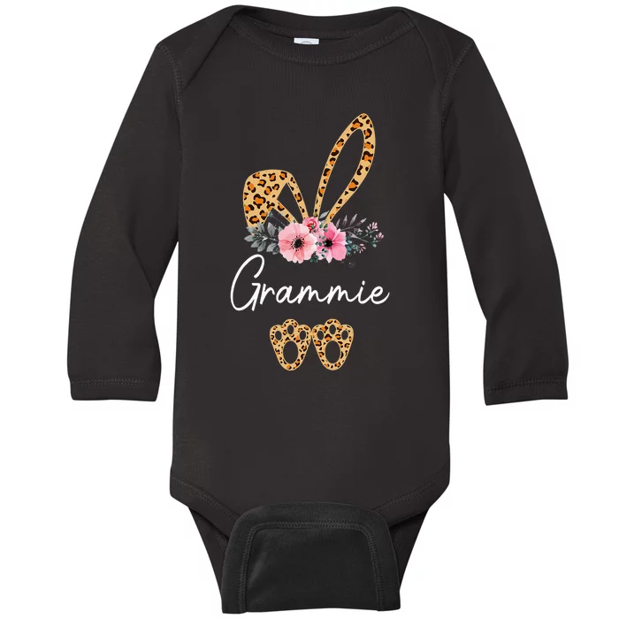 Happy Easter Grammie Bunny Leopard Floral Cute Rabbit Baby Long Sleeve Bodysuit