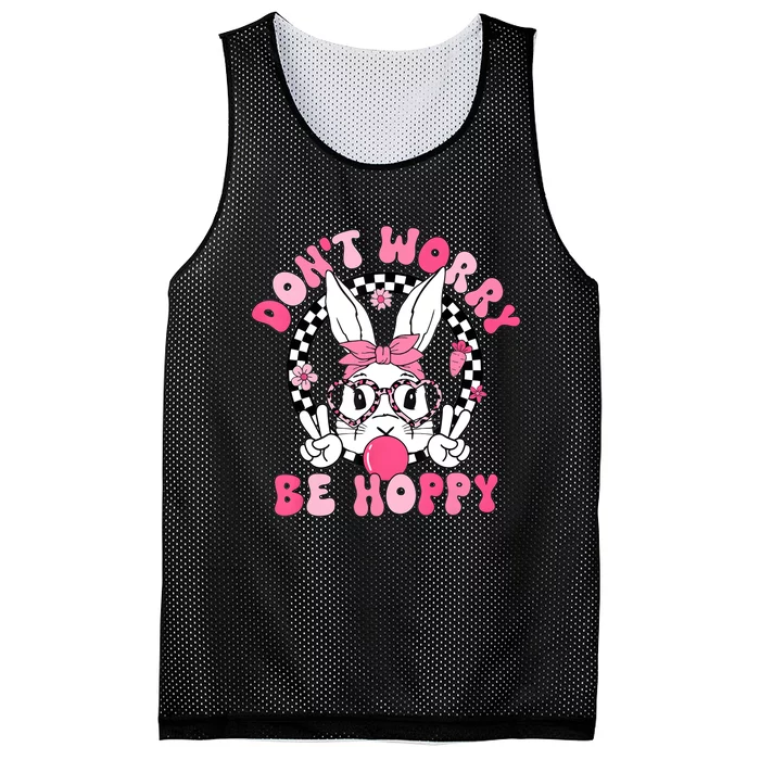 Happy Easter Groovy Bunny Face DonT Worry Be Hoppy Mesh Reversible Basketball Jersey Tank