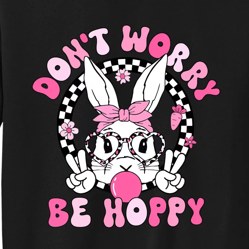 Happy Easter Groovy Bunny Face Dont Worry Be Hoppy Women Sweatshirt