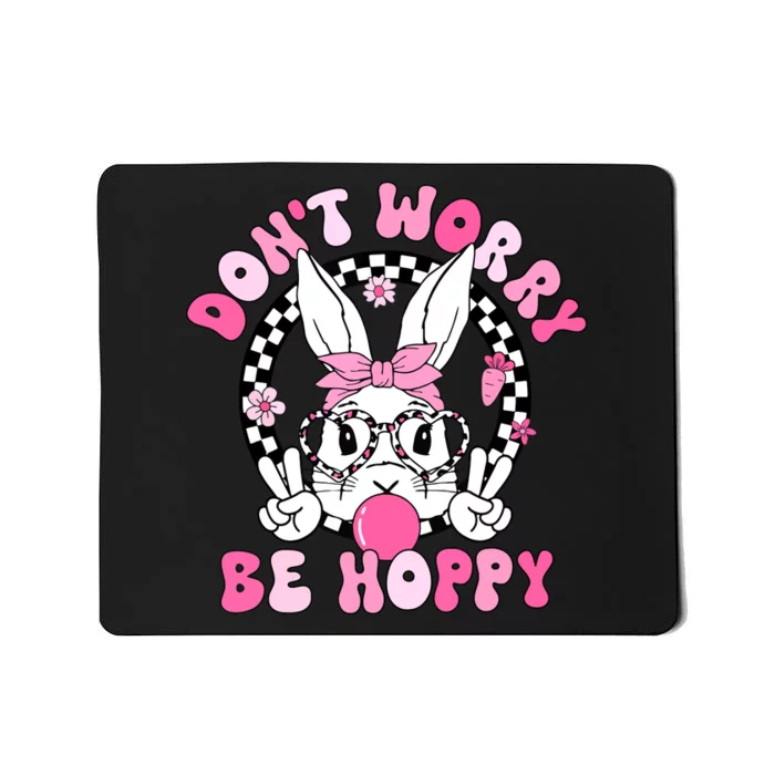 Happy Easter Groovy Bunny Face Dont Worry Be Hoppy Women Mousepad