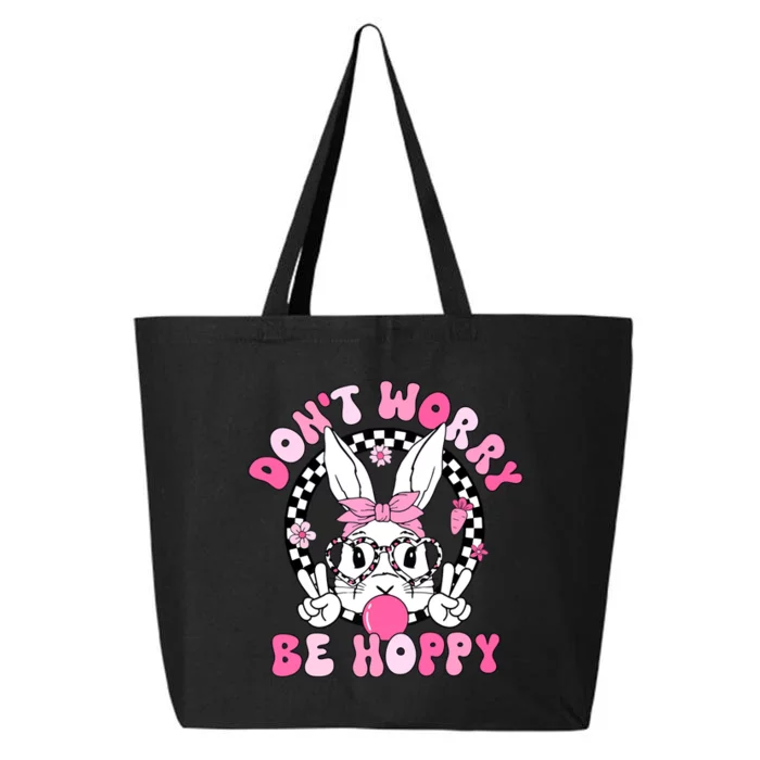 Happy Easter Groovy Bunny Face Dont Worry Be Hoppy Women 25L Jumbo Tote