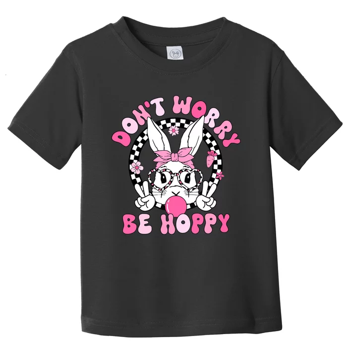 Happy Easter Groovy Bunny Face Dont Worry Be Hoppy Women Toddler T-Shirt