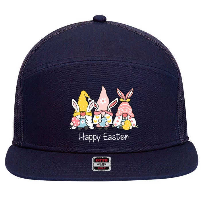 Happy Easter Gnome Holiday Cute Gift 7 Panel Mesh Trucker Snapback Hat