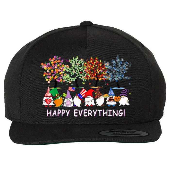 Happy Everything Gnomies Gnomes Holidays Christmas Xmas Wool Snapback Cap