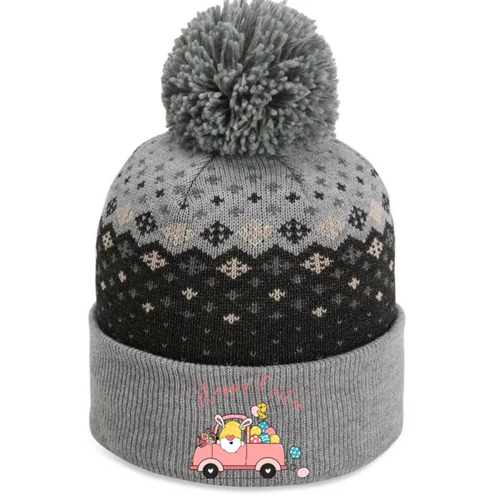 Happy Easter Gnome Truck Holiday The Baniff Cuffed Pom Beanie