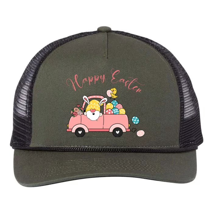 Happy Easter Gnome Truck Holiday Retro Rope Trucker Hat Cap