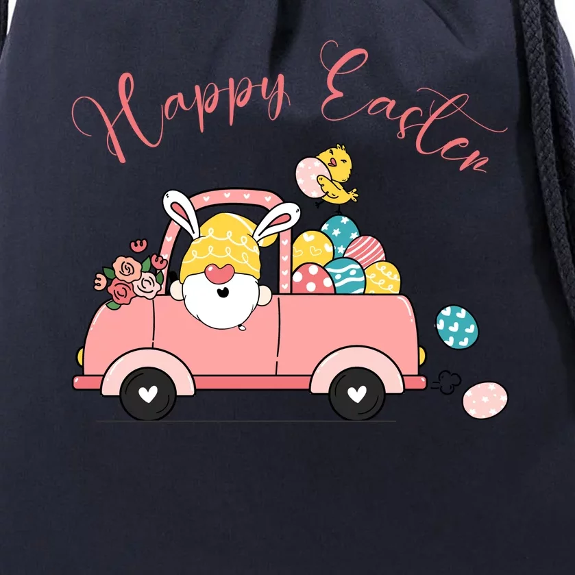 Happy Easter Gnome Truck Holiday Drawstring Bag