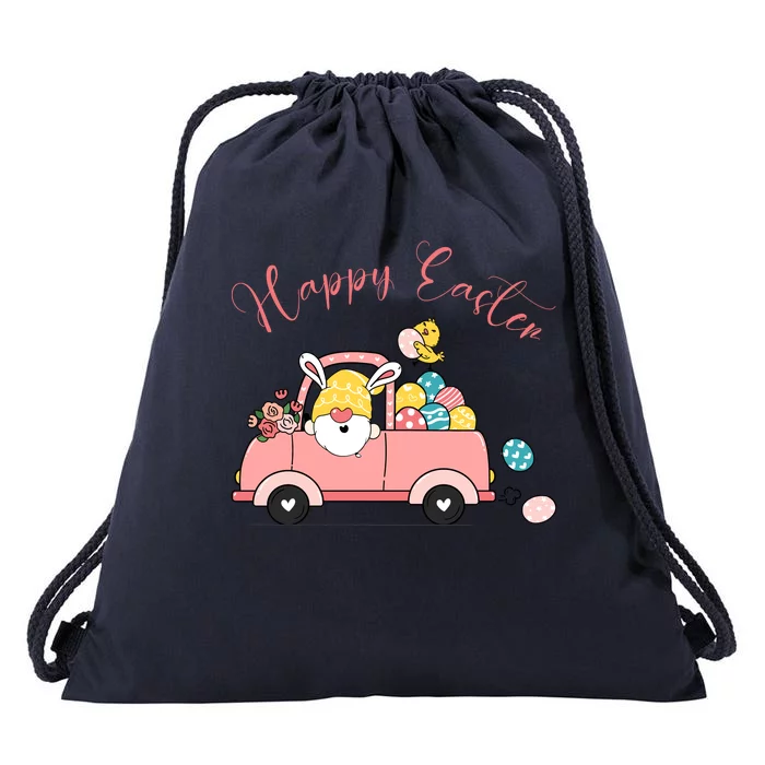 Happy Easter Gnome Truck Holiday Drawstring Bag