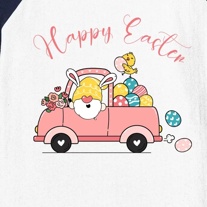 Happy Easter Gnome Truck Holiday Baseball Sleeve Shirt