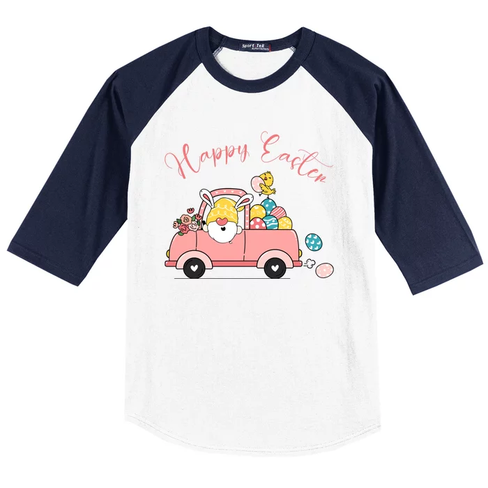 Happy Easter Gnome Truck Holiday Baseball Sleeve Shirt