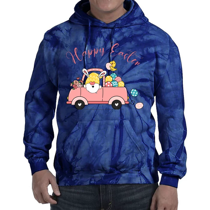 Happy Easter Gnome Truck Holiday Tie Dye Hoodie