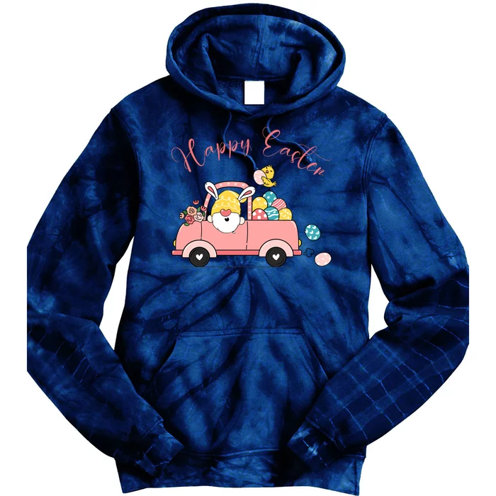 Happy Easter Gnome Truck Holiday Tie Dye Hoodie