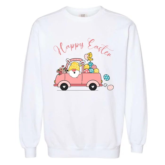 Happy Easter Gnome Truck Holiday Garment-Dyed Sweatshirt