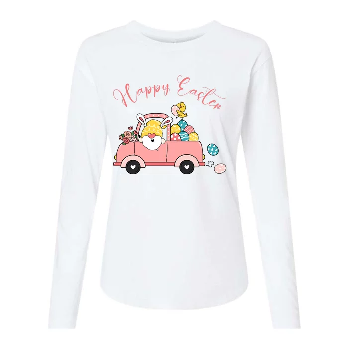 Happy Easter Gnome Truck Holiday Womens Cotton Relaxed Long Sleeve T-Shirt