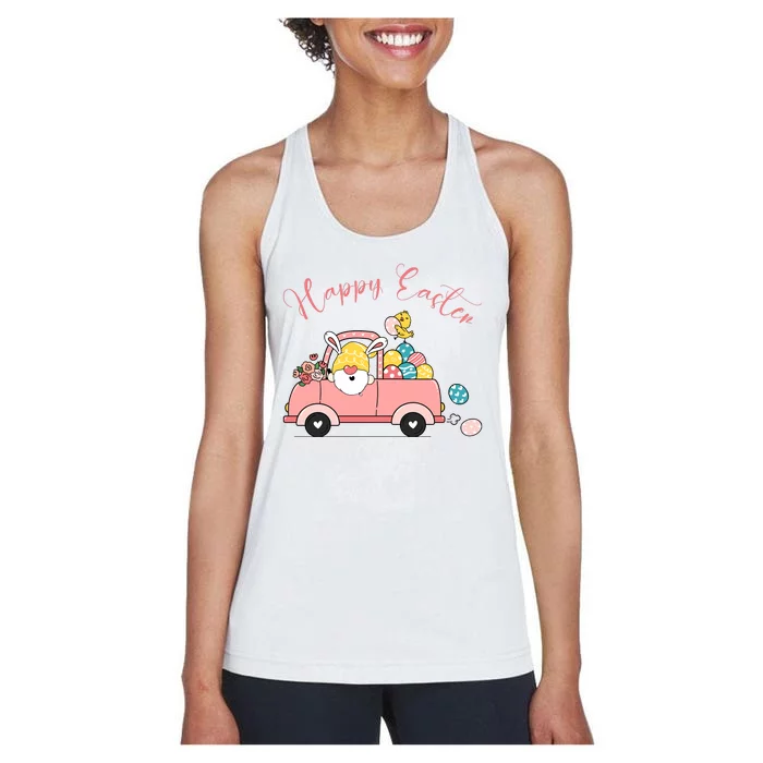 Happy Easter Gnome Truck Holiday Women's Racerback Tank