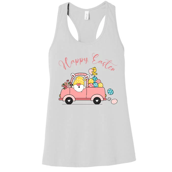 Happy Easter Gnome Truck Holiday Women's Racerback Tank