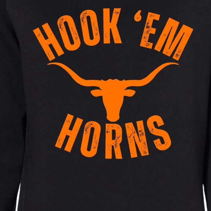 Hook Em Horns Texas Bull Head Womens California Wash Sweatshirt