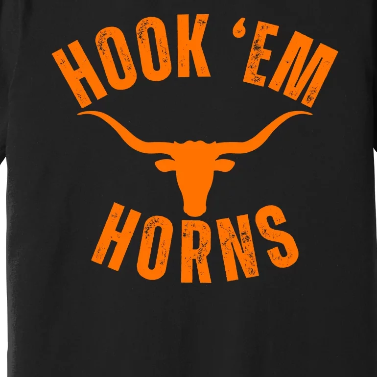 Hook Em Horns Texas Bull Head Premium T-Shirt