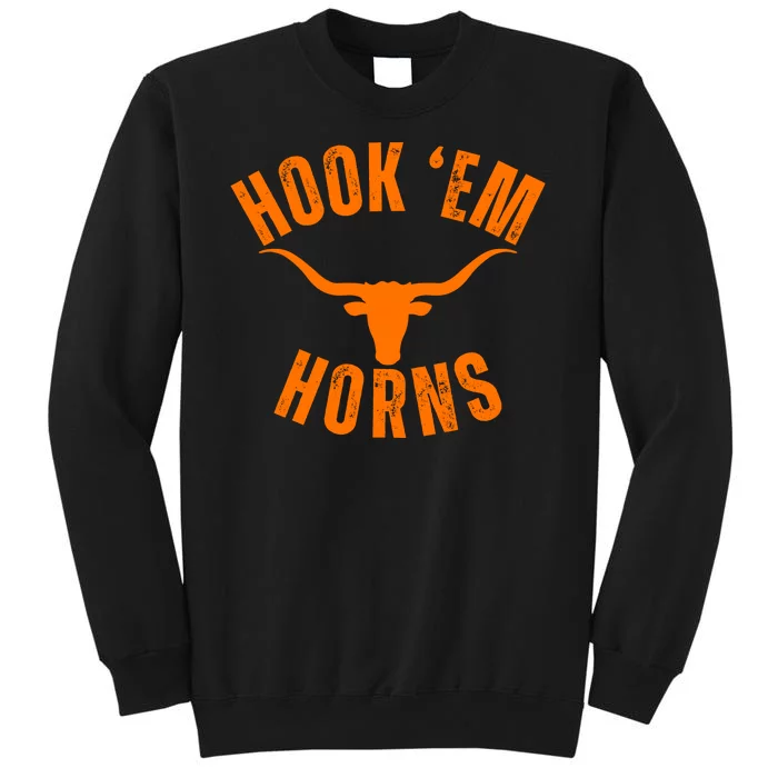 Hook Em Horns Texas Bull Head Tall Sweatshirt