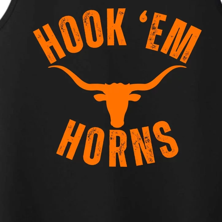 Hook Em Horns Texas Bull Head Performance Tank