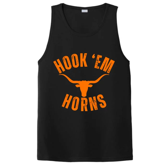 Hook Em Horns Texas Bull Head Performance Tank