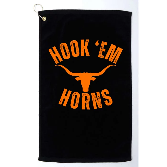 Hook Em Horns Texas Bull Head Platinum Collection Golf Towel