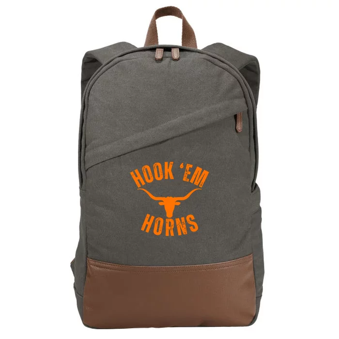 Hook Em Horns Texas Bull Head Cotton Canvas Backpack