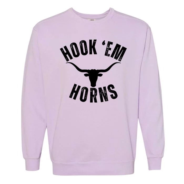 Hook Em Horns Texas Bull Head Garment-Dyed Sweatshirt