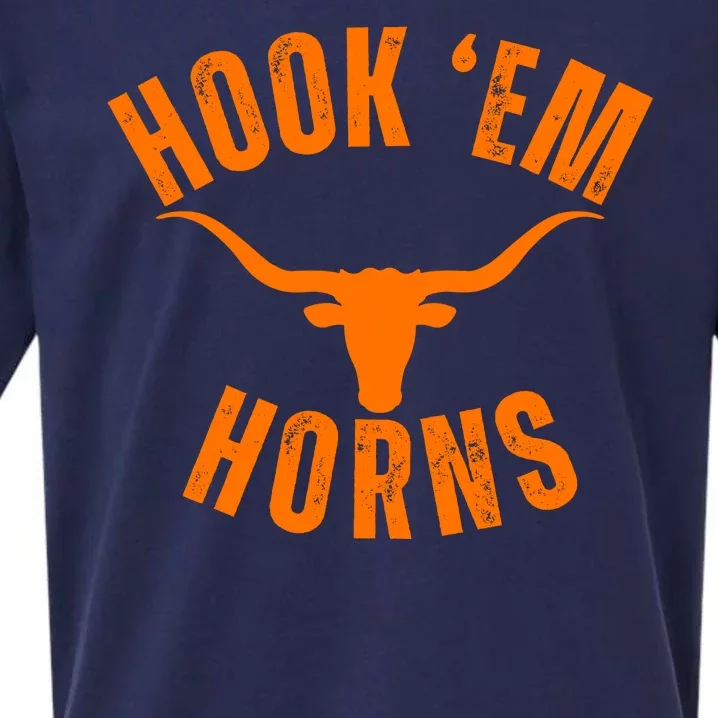 Hook Em Horns Texas Bull Head Sueded Cloud Jersey T-Shirt