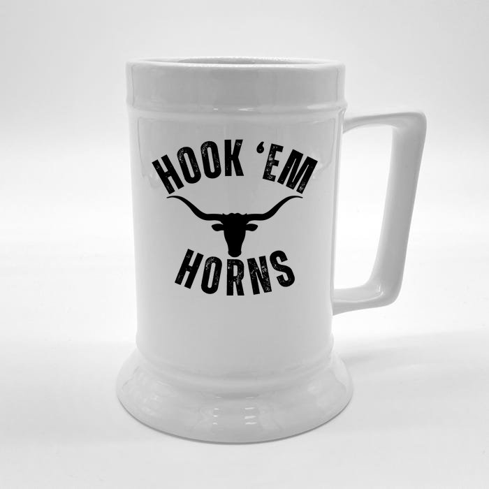 Hook Em Horns Texas Bull Head Front & Back Beer Stein