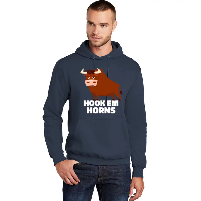 Hook Em Horns Texas Bull Head Hoodie