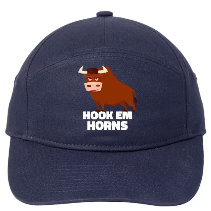 Hook Em Horns Texas Bull Head 7-Panel Snapback Hat