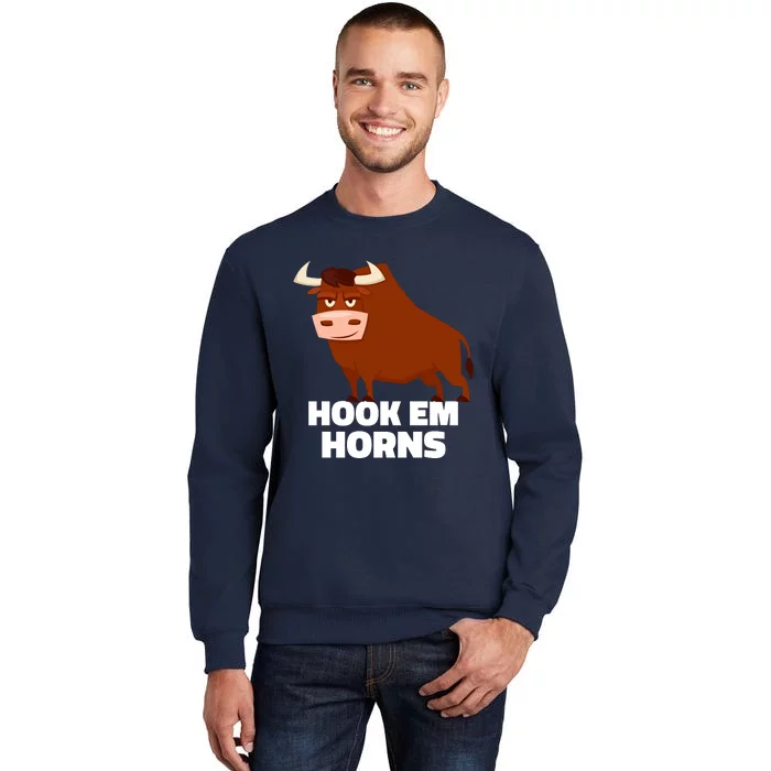 Hook Em Horns Texas Bull Head Tall Sweatshirt