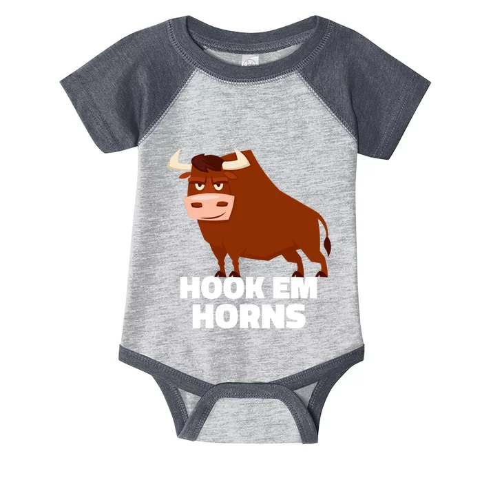 Hook Em Horns Texas Bull Head Infant Baby Jersey Bodysuit