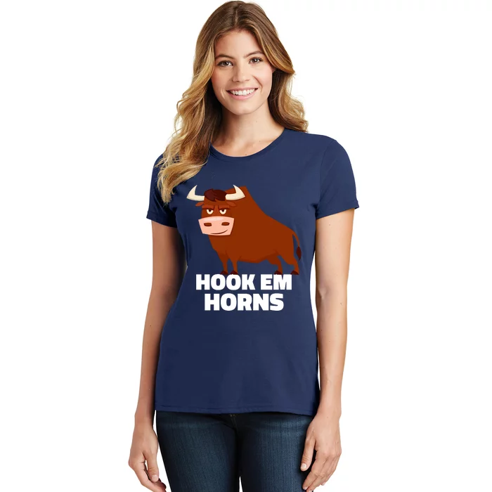 Hook Em Horns Texas Bull Head Women's T-Shirt