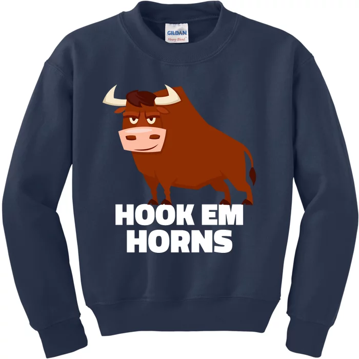 Hook Em Horns Texas Bull Head Kids Sweatshirt