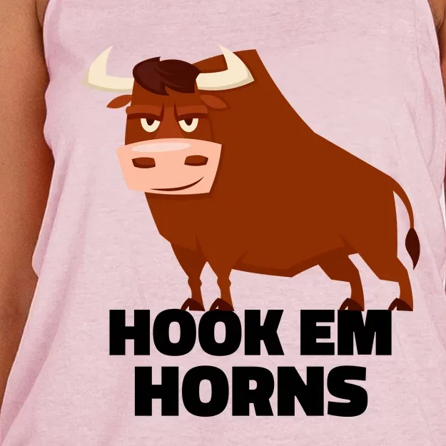 Hook Em Horns Texas Bull Head Women's Knotted Racerback Tank