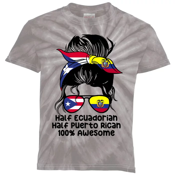 Half Ecuadorian Half Puerto Rican Ecuador Boricua Mix Kids Tie-Dye T-Shirt