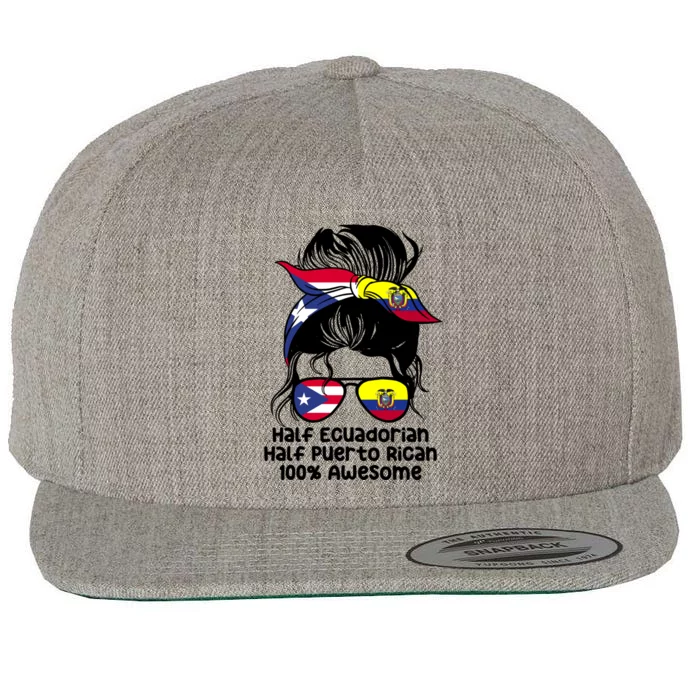 Half Ecuadorian Half Puerto Rican Ecuador Boricua Mix Wool Snapback Cap