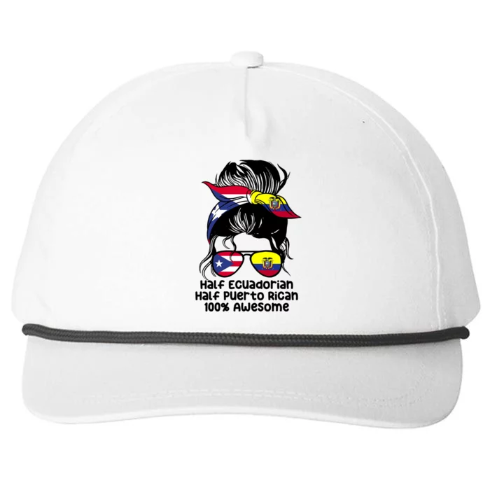 Half Ecuadorian Half Puerto Rican Ecuador Boricua Mix Snapback Five-Panel Rope Hat