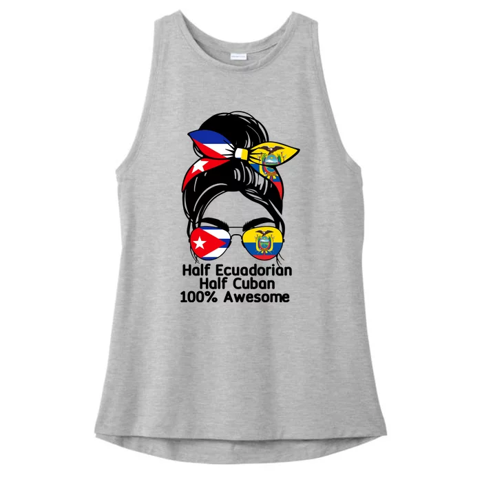 Half Ecuadorian Half Cuban 100 Percent Awesome Ladies Tri-Blend Wicking Tank