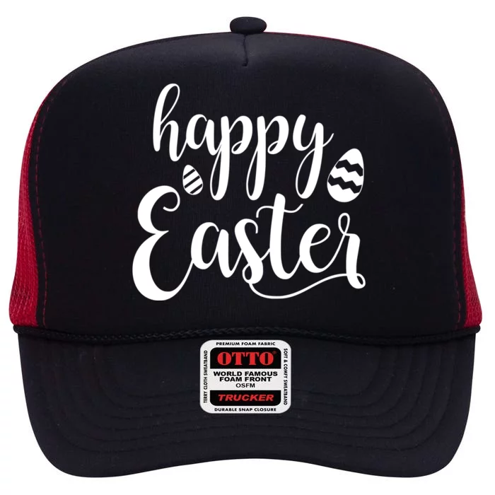 Happy Easter Holiday High Crown Mesh Trucker Hat