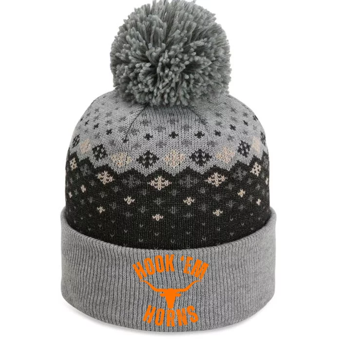 Hook Em Horns Texas Bull Head Longhorns The Baniff Cuffed Pom Beanie