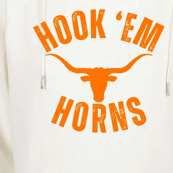 Hook Em Horns Texas Bull Head Longhorns Womens Funnel Neck Pullover Hood