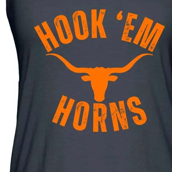 Hook Em Horns Texas Bull Head Longhorns Ladies Essential Flowy Tank